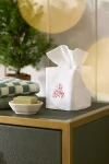 Anthropologie Hand-embroidered Icon Tissue Box Cover In White