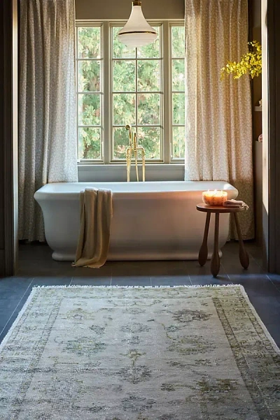 Anthropologie Hand-knotted Dolly Easy Care Rug In Neutral