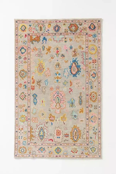 Anthropologie Hand-knotted Wool Persian-inspired Rug In Neutral