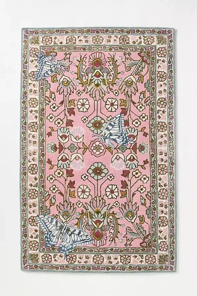 Anthropologie Hand Tufted Butterfly Wool Blend Rug