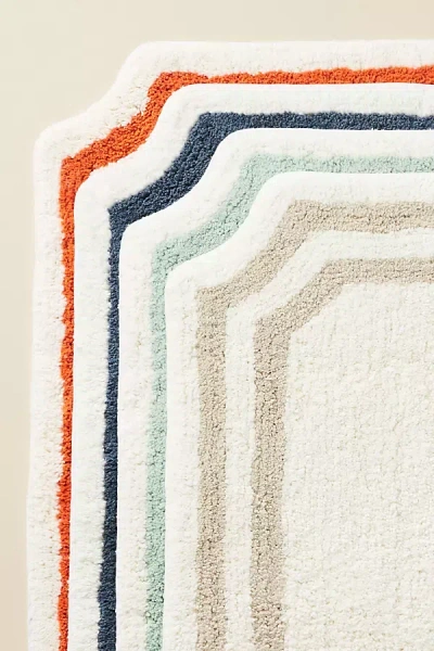 Anthropologie Hand-tufted Double Border Bath Mat In Mint