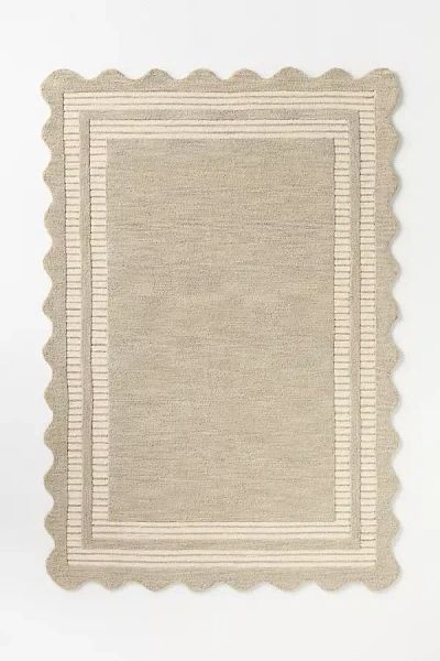 Anthropologie Hand-tufted Scalloped Scottie Rug In Brown