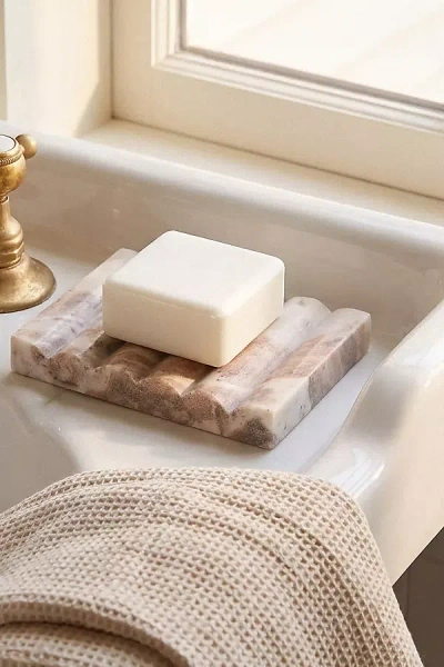 Anthropologie Hand-carved Multi-marble Soap Dish In Neutral