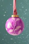 Anthropologie Handpainted Floral Glass Ornament In Pink