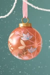 Anthropologie Handpainted Floral Glass Ornament In Pink