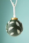 Anthropologie Handpainted Floral Glass Ornament In Green
