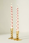 ANTHROPOLOGIE HANDPAINTED HEART TAPER CANDLES, SET OF 2