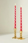 ANTHROPOLOGIE HANDPAINTED HEART TAPER CANDLES, SET OF 2