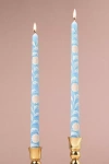 Anthropologie Handpainted Leora Taper Candles, Set Of 2 In Blue