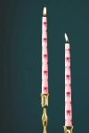Anthropologie Handpainted Bow Taper Candles, Set Of 2 In Pink