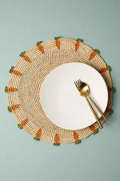 Anthropologie Handwoven Carrot Round Placemat In Neutral