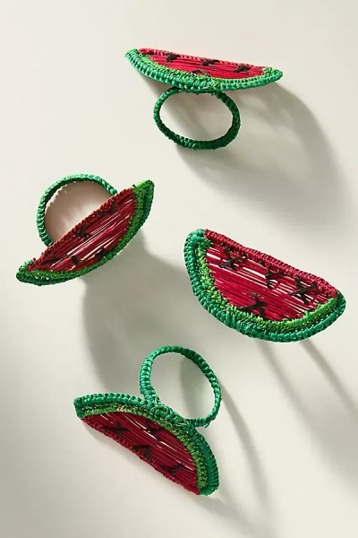 Anthropologie Handwoven Fruit Napkin Rings, Set Of 4