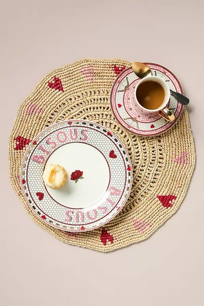 Anthropologie Handwoven Heart Placemat In Brown