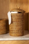 Anthropologie Handwoven Rattan Double Toilet Paper Roll Holder In Brown