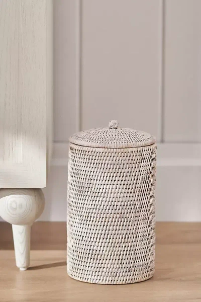Anthropologie Handwoven Rattan Double Toilet Paper Roll Holder In Neutral