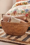 Anthropologie Handwoven Rattan Laundry Basket With Cutout Handles In Multi