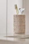 Anthropologie Handwoven Rattan Round Tumbler With Ceramic Insert
