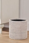 Anthropologie Handwoven Rattan Round Waste Basket With Metal Liner