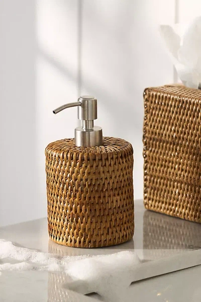 Anthropologie Handwoven Rattan Soap Pump
