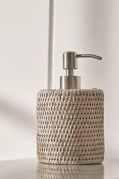 Anthropologie Handwoven Rattan Soap Pump In Neutral