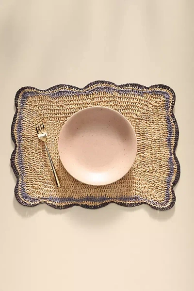 Anthropologie Handwoven Rectangle Garden Party Placemat In Pink