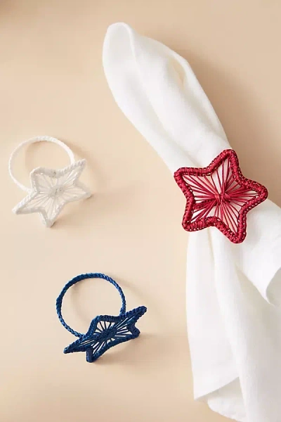 Anthropologie Handwoven Star Napkin Rings, Set Of 3 In Multi