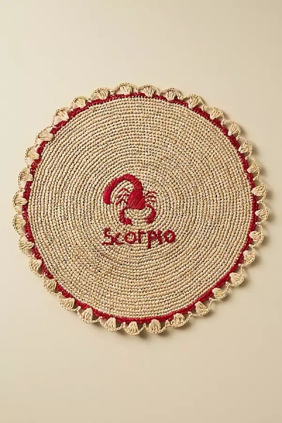 Anthropologie Handwoven Zodiac Placemat In Red