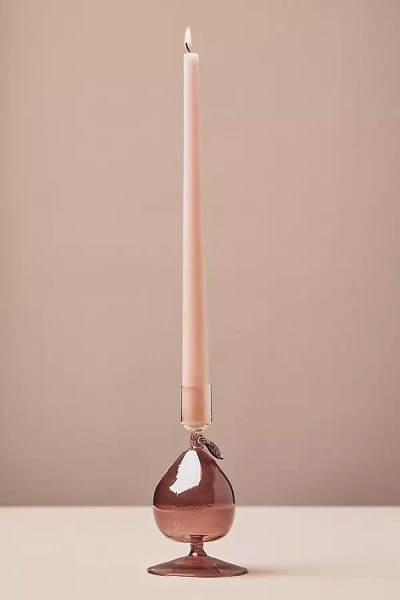 Anthropologie Harvest Fruit Icon Glass Candle Holder In Brown