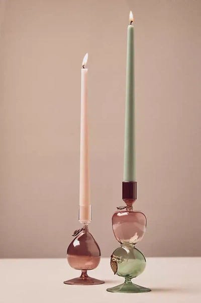 Anthropologie Harvest Fruit Icon Glass Candle Holder In Multi