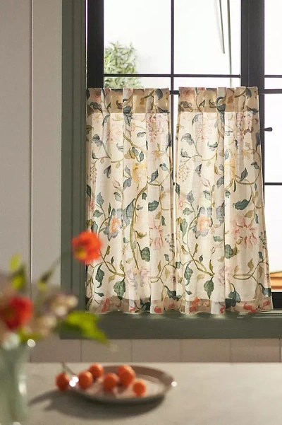 Anthropologie Hattie Cotton Floral Printed Café Curtains, Set Of 2 In Neutral