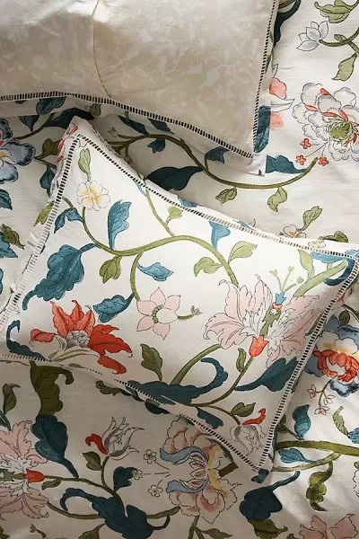 Anthropologie Hattie Cotton Slub Floral Shams, Set Of 2 In Neutral