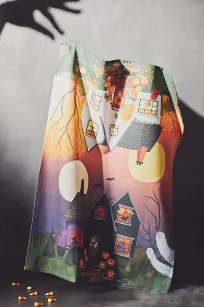 Anthropologie Haunted House Dish Towel In Multicolor