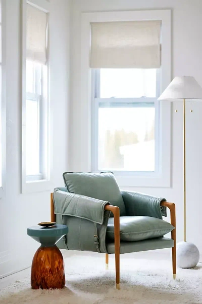 Anthropologie Havana Leather Chair In Blue