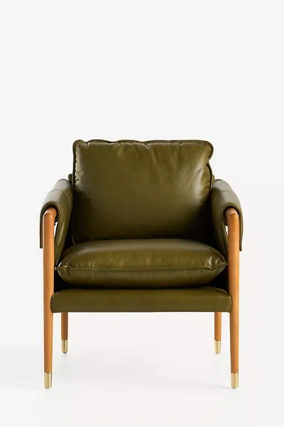 Anthropologie Havana Leather Chair In Green