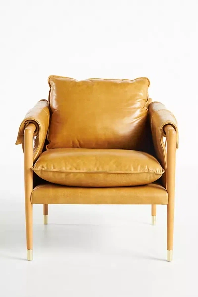 Anthropologie Havana Leather Chair In Yellow