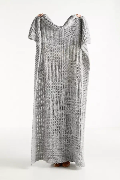 Anthropologie Hazel Wool Blend Knit Patchwork Throw Blanket