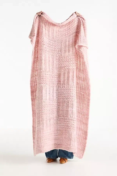 Anthropologie Hazel Wool Blend Knit Patchwork Throw Blanket