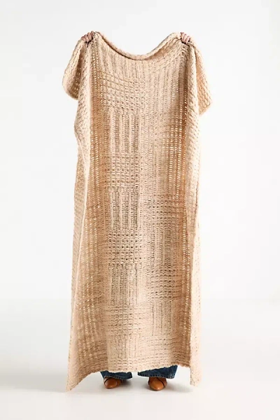 Anthropologie Hazel Wool Blend Knit Patchwork Throw Blanket