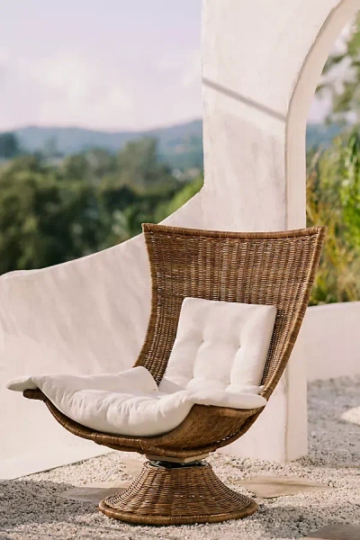 Anthropologie Healdsburg Wicker Swivel Chair In Neutral