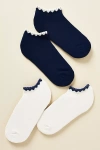 Anthropologie Heart Cuff Ankle Socks, Set Of 2 In White