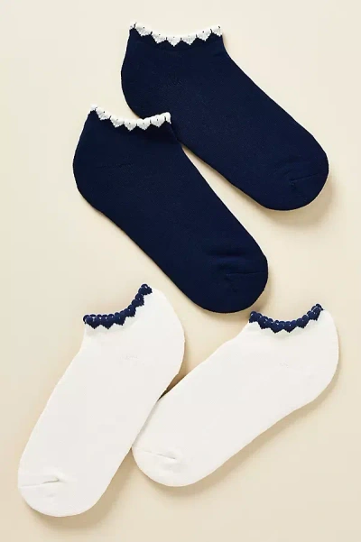 Anthropologie Heart Cuff Ankle Socks, Set Of 2 In Multi