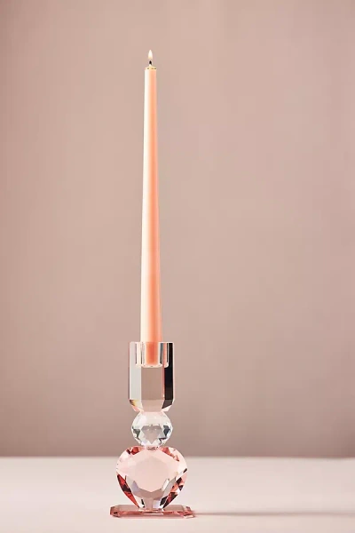 Anthropologie Heart Cut Glass Candle Holder In Pink