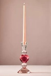 Anthropologie Heart Cut Glass Candle Holder In Pink