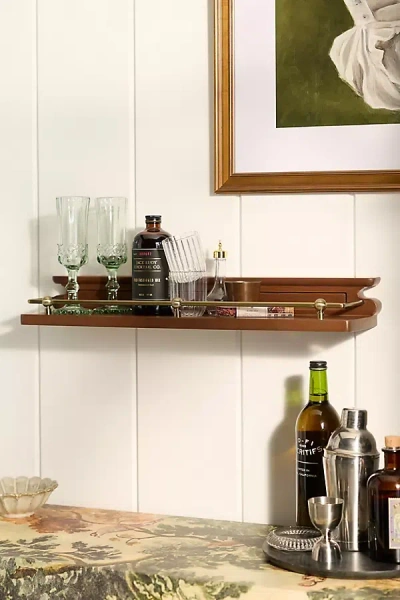 Anthropologie Heather Single-ledge Kitchen Shelf With Rail In Brown