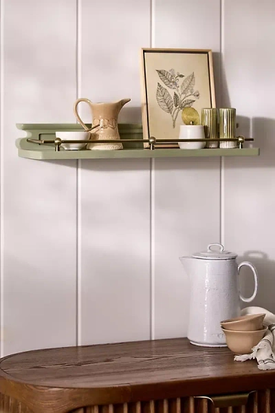 Anthropologie Heather Single-ledge Kitchen Shelf With Rail In Gray