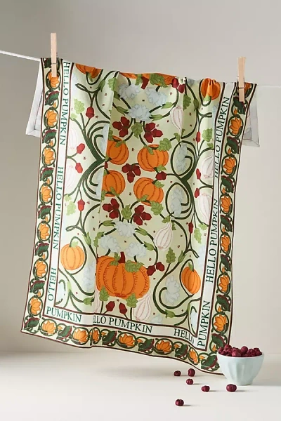 Anthropologie Hello Pumpkin Tea Towel In Multi