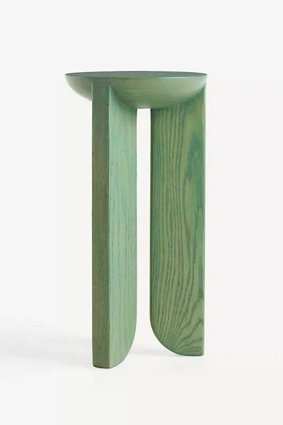 Anthropologie Hemi Solid Oak Wood Side Table In Green