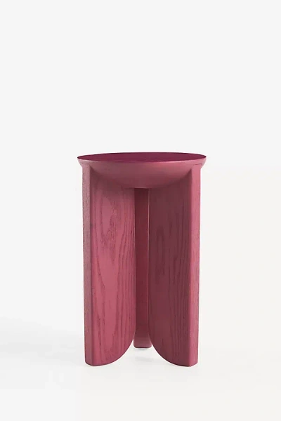 Anthropologie Hemi Solid Oak Wood Side Table In Pink