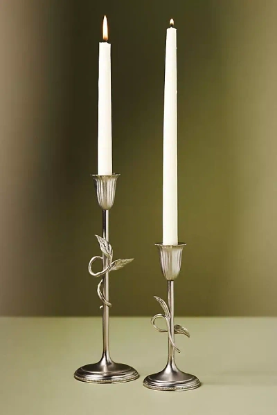 Anthropologie Hera Silver Metal Candleholder In Multicolor