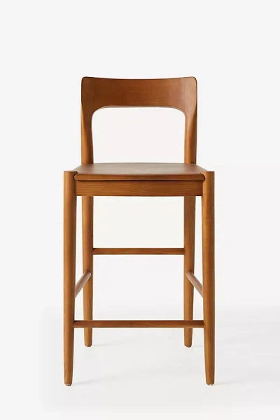 Anthropologie Heritage Ash Wood Counter Stool In Brown